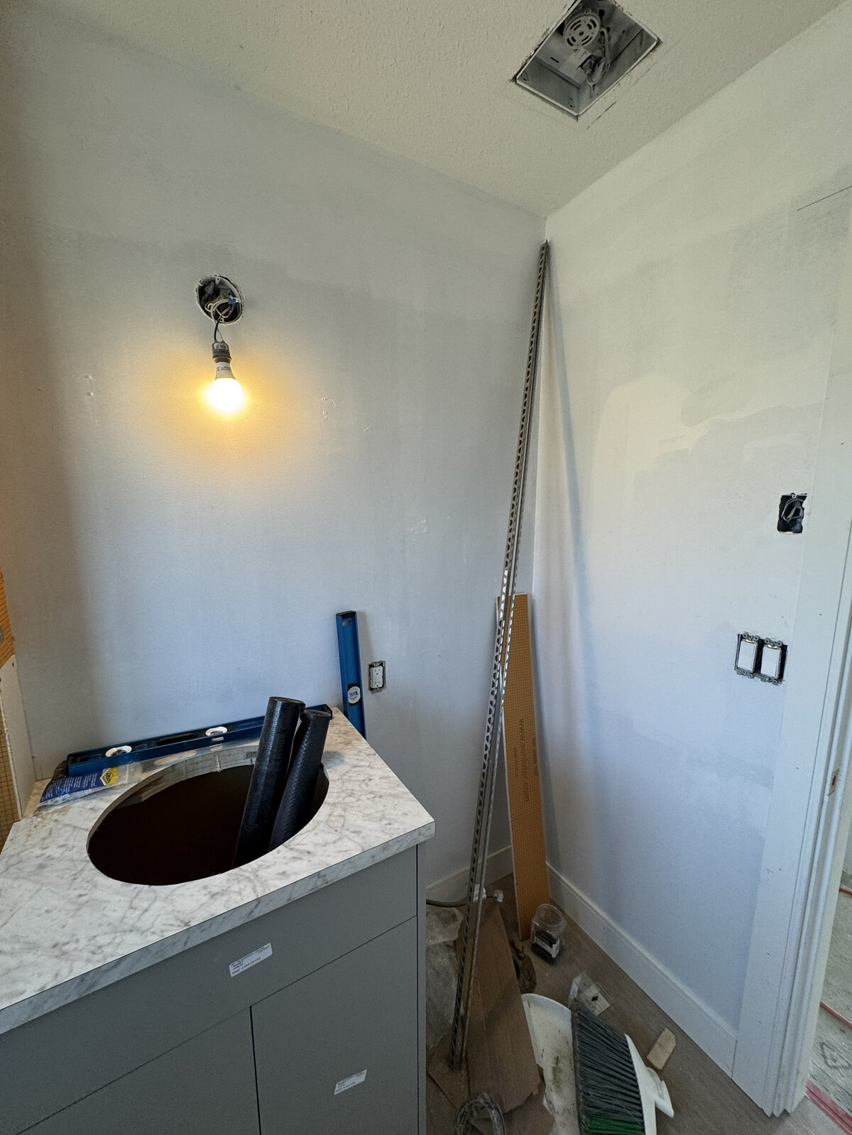 Bathroom after paint and finishing, fully installed fixtures